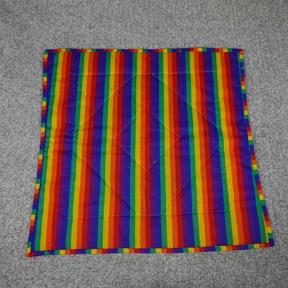 Handmade Rainbow Trip Around the World Patchwork Baby Quilt 22.5x22.5 Cotton